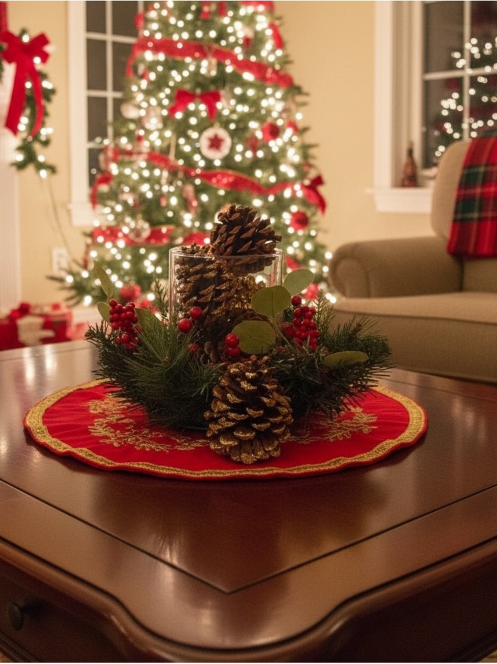💖Beautiful Mainstays Candle Holder With Cinnamon Scented Pinecones